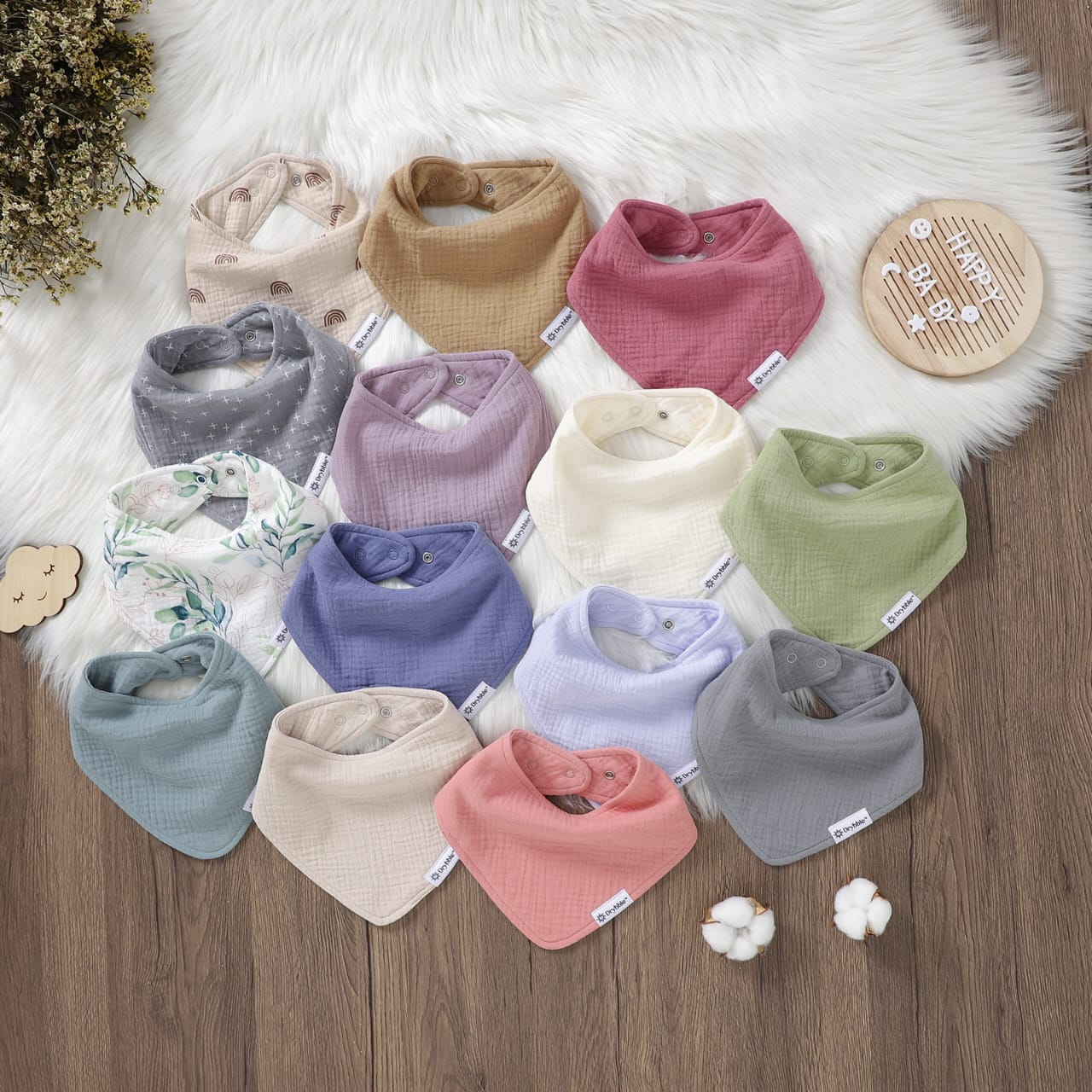 Organic Cotton Muslin Baby Bibs Custom Pack